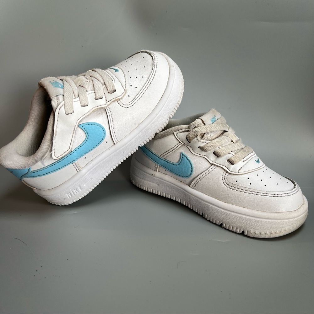 Toddler's Nike Air Force 1 Low Easyon Wht/Aquarius Blue-Wht (FN0236 107)